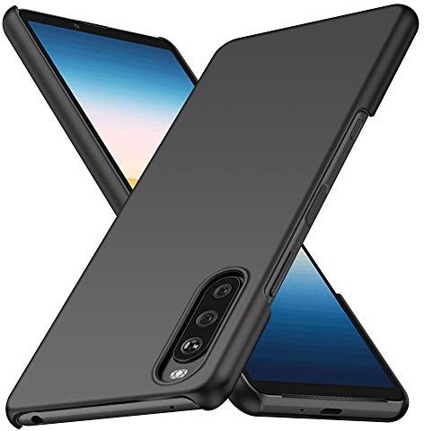 BRAND SET Schutzhülle für Sony Xperia 10 IV Hülle PC Ultra Dünnes Telefongehäuse, Stoßfest Und Kratzschutz Sandstone Hartschale für Sony Xperia 10 IV-Schwarz
