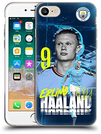Head Case Designs Offizielle Manchester City Man City FC Erling Haaland 2022/23 Erstes Team Soft Gel Handyhülle Hülle kompatibel mit Apple iPhone 7/8 / SE 2020 & 2022
