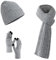 Villand Scarf Beanie Golves Set für Damen und Herren mit Geschenkbox (Hellgrau)