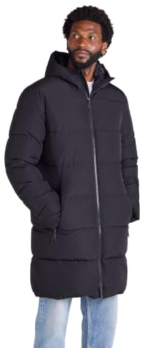 Mountain Warehouse Vortex Mens Longline Padded Jacket - Water-resistant & Thermal tested -30 °C Puffer Coat with Front Pockets - Best for Camping & Outdoors Jet Black M