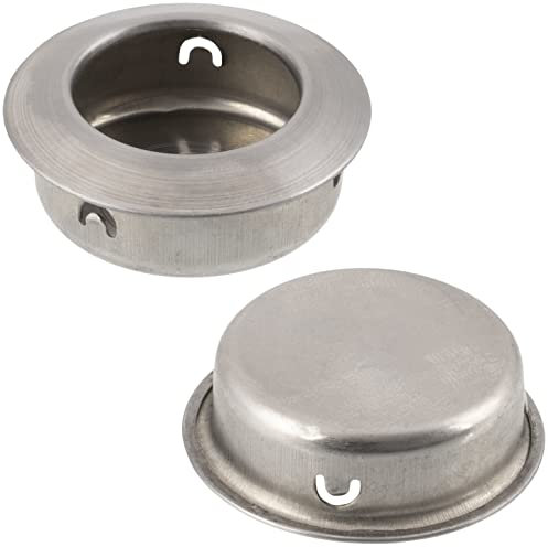 AERZETIX - C64300 - Juego de 2 tiradores empotrados redondos Ø41mm para puerta corredera - mueble armario alacena cajón decoración interior cocina salón - en metal - acabado cepillado