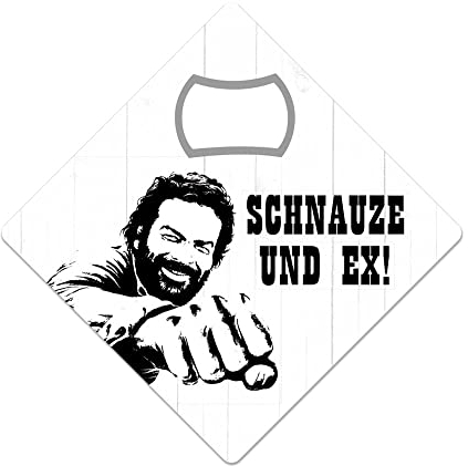 Bud Spencer und Terence Hill - MAGNETÖFFNER - FLASCHENÖFFNER - UNTERSETZER -SCHNAUZE UND EX - 9X9 cm KMC06