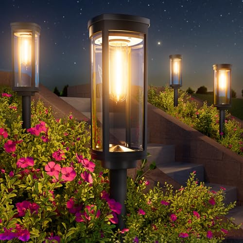 BITPOTT Bright Solar Pathway Lights Outdoor, 8 Pack Solar Powered Garden Lights Waterproof IP65, Auto On/Off Outdoor Light for Lawn Patio Walkway Driveway Decor Landscape Lighting