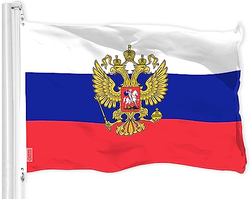 G128 Russland-Flagge | 90 x 150 cm | LiteWeave Pro Serie bedruckt 150D Polyester | Länderflagge, für drinnen und draußen, lebendige Farben, Messingösen, dicker und langlebiger als 100D 75D Polyester