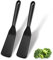 Lot de 2 spatules en silicone anti-adhésives résistantes à la chaleur pour la cuisson du poisson, des crêpes, des œufs, des pizzas, des steaks, sans BPA (Noir)