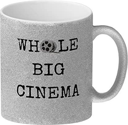 Denglisch Glitzer-Kaffeebecher - Whole big cinema Redewendung Tasse Kino Kaffeetasse Übersetzung Büroalltag lustig Ganz großes Kino