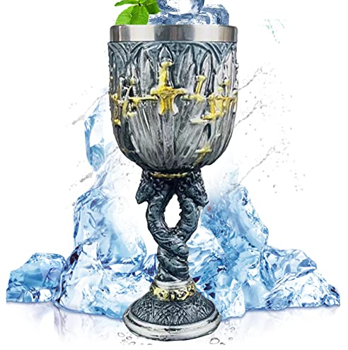 Game of Thrones Goblet, Stark & Tully & Targaryen & Lannister & Baratheon Stainless Steel Resin 3D Coffee & Beer Mug Drinkware Mug (Black Sword)