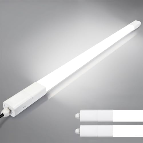 2 Stück LED Feuchtraumleuchte 150CM 60W 7000LM LED Röhre, TONFFI 4000K Neutralweiß Wannenleuchte im Reihenschaltung IP65 Wasserfest Werkstattlampe für Feuchtraum Garage Keller Warenhaus Hobbyraum Büro