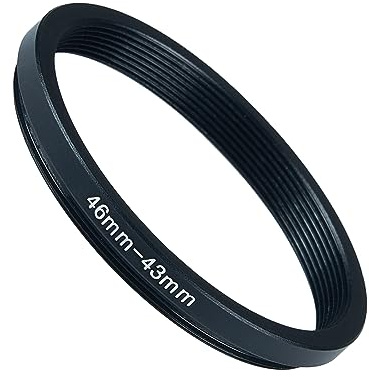 Step-Up-Ringfilteradapter, 46 mm auf 43 mm, schwarz, Metall, kompatibel mit allen Marken, UV-, CPL ND-Kamera-Objektivfilter, Step-Down-Ring (46 mm-43 mm)