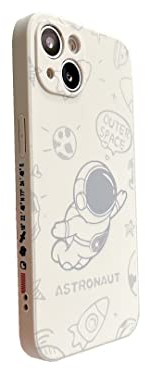 Yonds Queen für iPhone 15 Niedliches Hülle, Cool Cartoon Astronaut Space Mond Design Stilvoll Stoßstange weiches TPU rutschfeste Stoßfeste Schutzhülle (iPhone 15, Fly weiß)