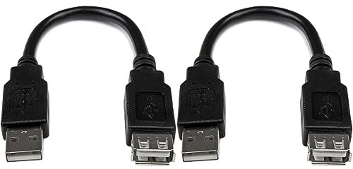 StarTech.com 6in USB 2.0 Extension Adapter Cable A to A - M/F - 5.9 in - Black (USBEXTAA6IN) (Pack of 2)