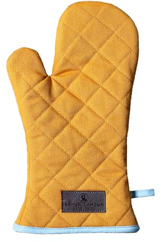 Samuel Lamont Oven Gauntlet Gloves - Premium Heat-Resistant Canvas Oven Gloves for Baking and Cooking | Honey | One Size