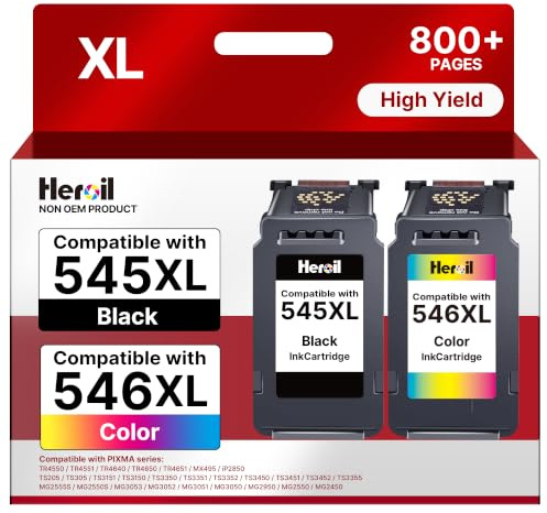 Heroil Druckerpatronen 545 546 XL PG-545 CL-546XL Ersatz für Canon 545 546 | 545 546 XL Ersatz für canon druckerpatronen 545 546 für Pixma TS3350 TR4550 MX495 TS3700 TS4150i MG2555s TS3300 TR4551 TS3151