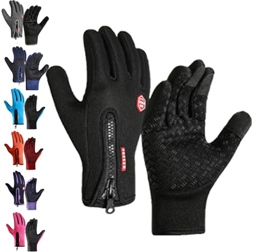 YCYATS Freezer Thermo Handschuhe, Freezer Pro Handschuhe, Thermo Alpina Handschuhe Freezerv, Outdoor-Touchscreen-Winterhandschuhe Mit Wasserabweisung (Schwarz, L)