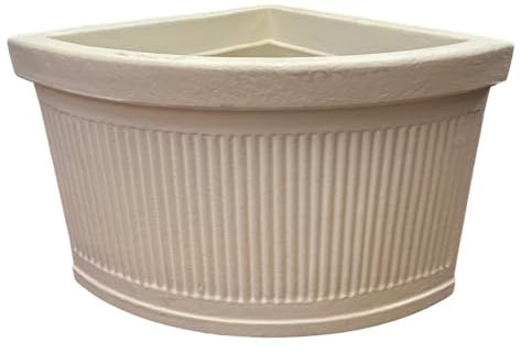 Garden Italia Vasi Vaso per Piante Angolare millerighe Basso FAM Lato 47 cm Alt.40 cm in Resina Colore Bianco- Made in Italy per Esterni e Interni - Antiurto - Leggero