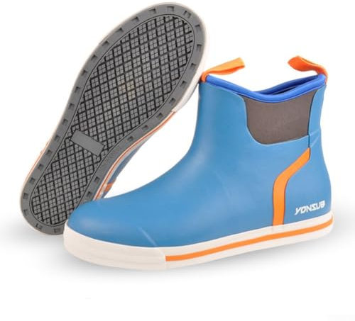 Kayaking Diving Shoes, Unisex Regular Boot, Waterproof Deck Shoes with Double Layer Soles, Neoprene Short Diving Boots for Wetland Fishing(Blue 39)