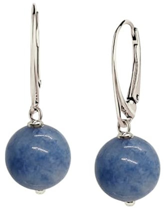 I.L.U.S Ohrringe Silber 925 mit Stein Hängend-Kugelkristall 12mm-Edelstein Ohrschmuck Silber-Blaue Edelstein Ohrhänger-Damenschmuck Silber- Hypoallergene-Geschenke für Frauen