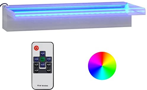 Fontaine de Piscine, Cascade de Piscine Lame d'eau Déversoir pour Cascade avec LED RVB INOX 45 cm