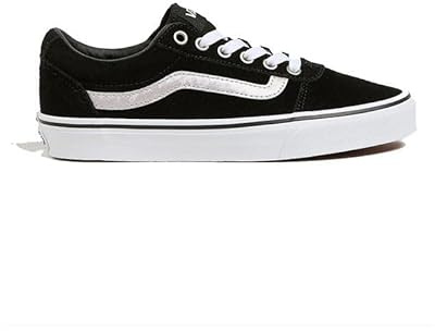 Vans Women's Ward Sneaker, Metallic Sidestripe Black, 2.5 UK