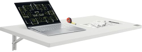 VEVOR Wandklapptisch, 100 x 50 cm, Klapptisch, schwebender Schreibtisch mit Eisenhalterung, zusammenklappbarer Schreibtisch für kleine Räume, Heimbüro, Esszimmer, Waschküche, Küche, Bar, weiß