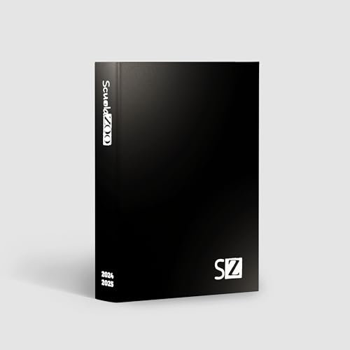 ScuolaZoo Schülerkalender 2024-2025 mit Memes und Aufklebern, erhältlich mit 6 Deckblättern und 2 Größen (Total Black, 11 x 15 cm)