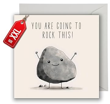 WBdesignz XXL Grußkarte mit Umschlag - You are going to rock this - Happy Stein Riesenkarte - Gute Besserung Genesungswünsche Freundschaft Prüfung Riesen Karte (XXL 22cm x 22cm)