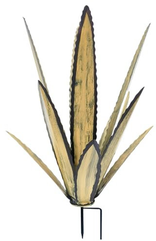 AOpghY Plantes d'agave en métal décor extérieur avec pieu, Art de Jardin Cactus en métal Rustique, Sculpture de Cour imperméable