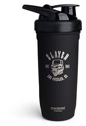 Smartshake Rockband Reforce Protein Shaker Edelstahl 900 ml | 30 oz – Auslaufsicherer Schraubdeckel – BPA-frei – Nicht isoliert – Unisex Gym Shaker Edelstahl – Slayer, Los Angeles
