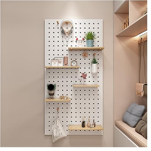 Kit de panneaux perforés pour chambre à coucher, bureau, salle de bain, rangement mural, panneaux perforés avec étagère à combinaison modulaire