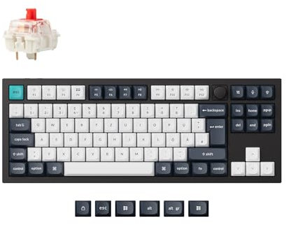 Keychron Q3 Max QMK/VIA Custom Mechanische Tastatur, 87-Key DE-ISO Layout Full Metal Programmable Knob,2.4 GHz/Bluetooth/Wired RGB Hot-Swappable Gateron Roter Switch für Mac Windows Linux