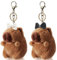 Mezrkuwr 2 Stück Capybara-Plüsch-Schlüsselanhänger, Spielzeug, realistische Capybara-Kuscheltiere, Capybara-Anhänger für Rucksack, Geburtstagsgeschenk, Schleifen-Haarspange