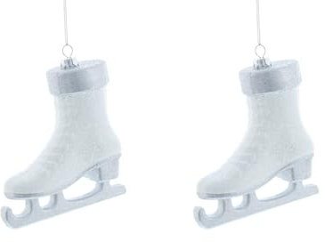 White Ice Skate Christmas Tree Ornament/Decoration 10cm Pack x2