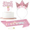 5th Birthday Decorations for Girls, Birthday Crown Tiara, Princess Tiara, Sash, Cake Topper & Candle Set for Girls, Birthdays Gifts for 5-Year-Old Girl (Gold Crown, 5th Theme Party Supplies)
