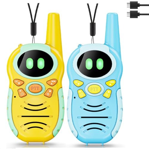 FIVAVA Walkie Talkie Kinder 2er Set,Walkie-Talkie Aufladbare mit Taschenlampe,Walkie Talkies von 3-5km Reichweite,Walki Talki für Abenteuer im Freien,Camping,Wandern