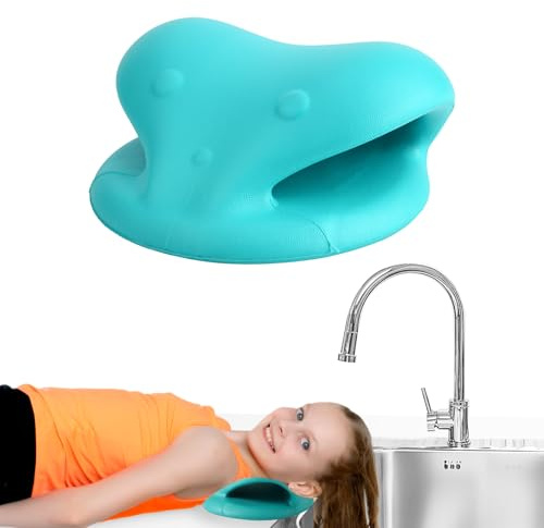 lasuroa Haarwaschstation Kinder, Haarwäsche Nackenstütze Nacken Schulter Relaxer Ergonomisch Nackenstrecker für Shampoobecken Badewanne Waschbecken Heimsalon(Blau)