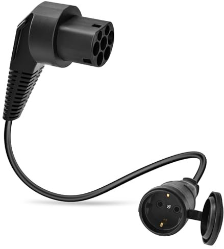 JULIK Typ 2 auf Schuko Adapter 16A 250V, Typ2 IEC 62196 EV Ladekabel LadegeräT Ladestationen Wallbox zu Schuko Steckdose für Elektrofahrzeuge E-Auto E-Motorrad Haushaltssteckdose (schwarz)