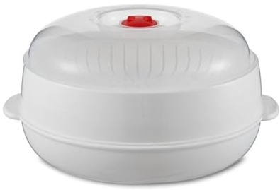 Dampfgarer für Mikrowelle, rund, zum schnellen Aufwärmen von Lebensmitteln und Gemüse, einfache Verwendung, mit Deckel und Tray zum Kochen von Knödeln, Gemüse, Küche