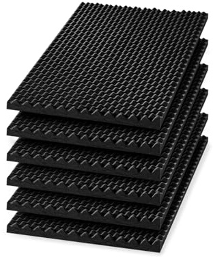 GUARDIQUE Noppenschaumstoff - Profi Akustik - und Schutzschaumstoff | 6er Pack | für Raumakustik, Schallschutz, Schalldämmung, Boxen, Verpackung & als Schaumstoffeinlage | 600 x 500 mm | Schwarz