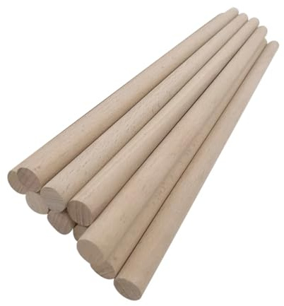 Holzdübelstangen, 50er-Packung Buchenholz-Dübel 8 mm x 30 cm, DIY-Bastelmaterial, glatt, natürlich