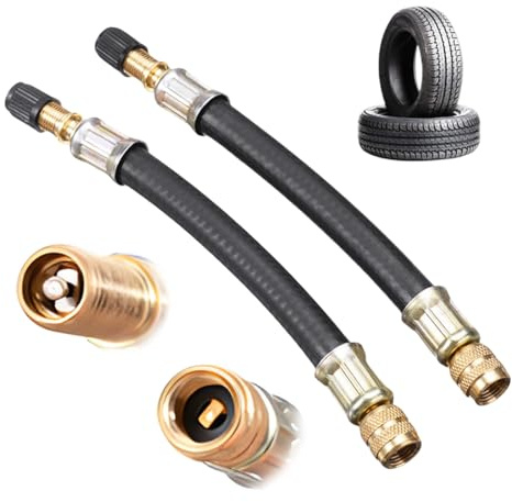 YAZWUR 2 PCS Flexible Tire Valve Extenders, Valve Extension for Tire Valve Adapter with Valve Cap, Car Valve Extension, Tire Valve Extension, for Car, Scooter, Bicycle (100mm)