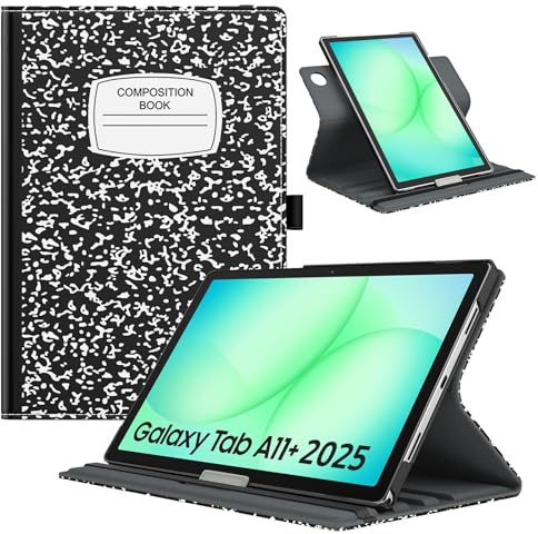 TiMOVO Funda para Samsung Galaxy Tab A11+/A11 Plus 11, Notebook Negro | Compatible con los modelos SM-X230/X236/X238, Soporte Giratorio 90 Grados, Auto Activación/Suspensión