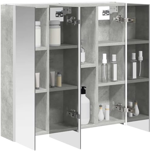 vidaXL Badezimmerspiegelschrank mit Tür Beton Grau 73,5 x 15,5 x 70 cm, Stylischer Badezimmeroberfläche, Wandspiegel, Cooles Stauraum, Moderne Vanity, anpassbare Beleuchtung, Platz sparen