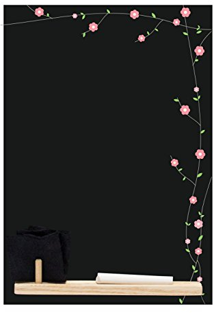 Chalkboards UK Kleine Memotafel mit Blumenmuster, Kreidetafel mit Tablett, Kreidestück und Filzradierer, 29,7 x 20,7 x 1 cm