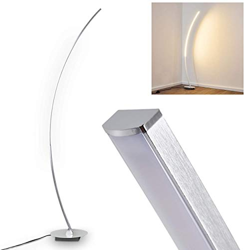 HOFSTEIN LED Stehlampe Antares, Stehleuchte aus Metall in Chrom in Bogenform, 15 Watt, 820 Lumen, Lichtfarbe 3000 Kelvin (warmweiß), Bogenlampe für Wohnzimmer, Schlafzimmer, Büro, Flur, Esszimmer