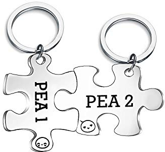 CHOORO Twins Keychain Set Two Peas in A Pod Pea 1 & Pea 2 Keychain Set Twins Jewelry Gift for Twin Sister/Brother Best Friend (pea1 & pea2 set)