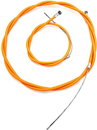 AAsh Complete Front & Rear Inner Outer Wire Brake Cable Set with Barrel Cap Bike Bicycle | Orange