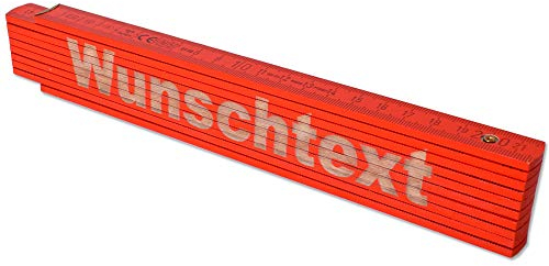 TE-Trend 2m Zollstock Gravur Meterstab Metermaß Gliedermaßstab Maßstab Wunschtext Namen Text 20 Zeichen Geschenk Rot