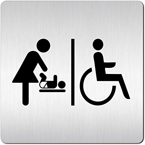 Türschilder24 XXL Schild - Türschild (B) • 125 x 125 x 1,5 mm • Behinderten Toilette - Rollstuhl • Aluminium Vollmaterial • 100% Made in Germany … (Rollstuhl/Wickeln)