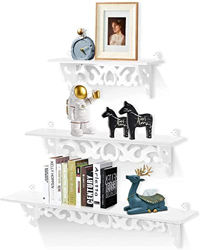 Dioche 3er-Set Schweberegal Wandregal Holz - Floating Wall Regale mit Vintage Dekoregal und Bücherregal Lagerregal