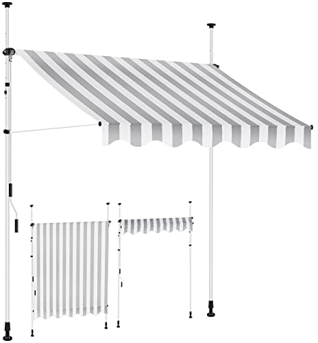 KESSER® Store banne avec manivelle pour Balcon | Store pour Balcon sans Trous à percer, résistant aux UV, réglable en Hauteur, Hydrofuge, protège du Soleil, Toit de terrasse (350cm, Blanc/Gris)